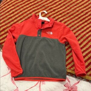 The North Face Kids' Red and Gray Fleece Hoodie